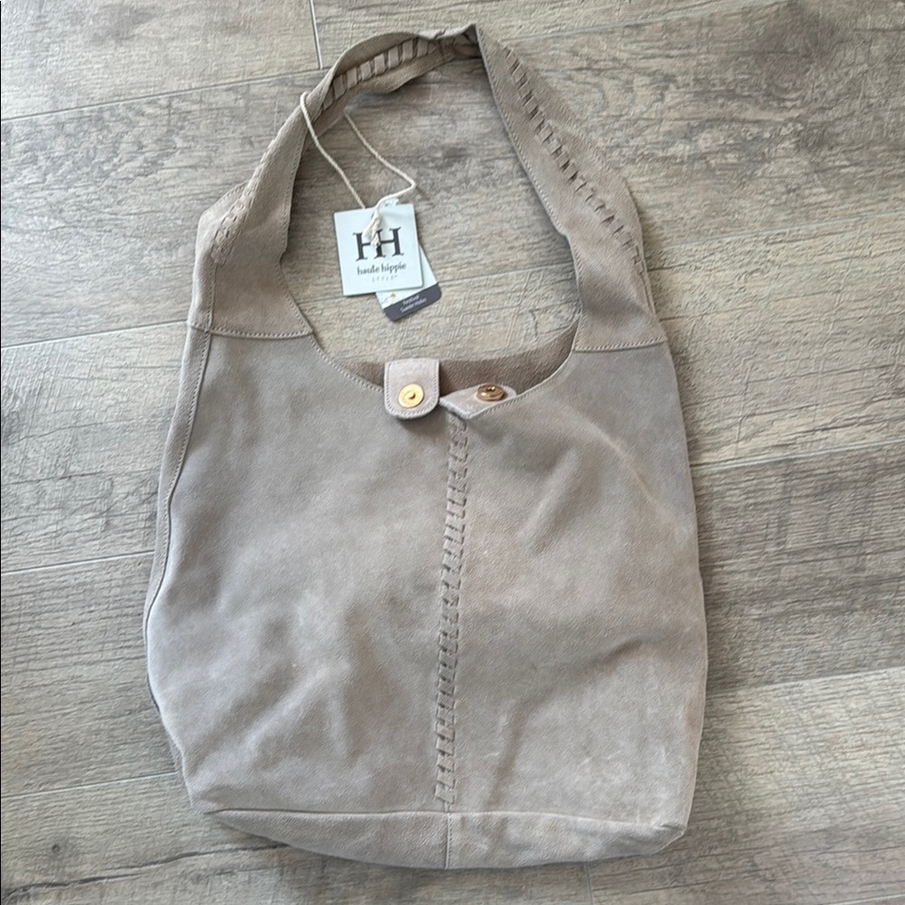 Haute Hippie Tan Hobo Bag with Suede Material and Slouchy Shape